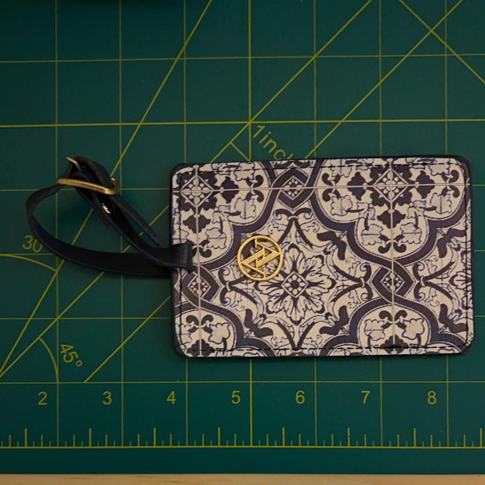 Patterned Luggage Tag with Gold Accent